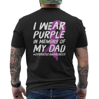Memory Of Dad Wear Purple Overdose Awareness Mens Back Print T-shirt | Mazezy