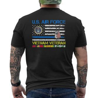 Men US Air Force Vietnam Veteran Usaf Veteran Flag Vintage Mens Back Print T-shirt | Mazezy
