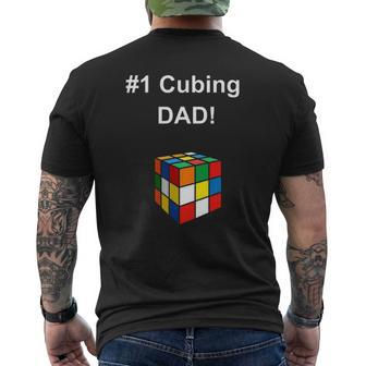 Mens 1 Cubing Dad Speed Cubing Puzzle Graphic Mens Back Print T-shirt | Mazezy