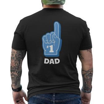 Mens 1 Sports Dad Father's Day Foam Finger Biggest Fan Mens Back Print T-shirt | Mazezy