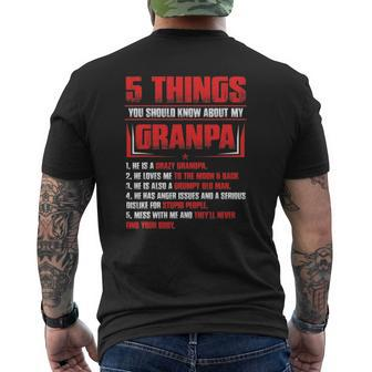 Mens 5 Things You Should Know About My Grandpa Father's Day Mens Back Print T-shirt | Mazezy