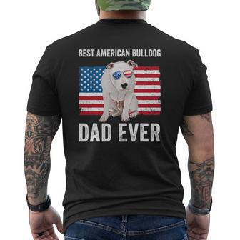 Mens American Bulldog Dad American Flag Dog Lover Owner Mens Back Print T-shirt | Mazezy