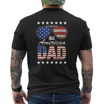 Mens All American Dad 4Th Of July Father's Day Rugged Grunge Style Mens Back Print T-shirt | Mazezy