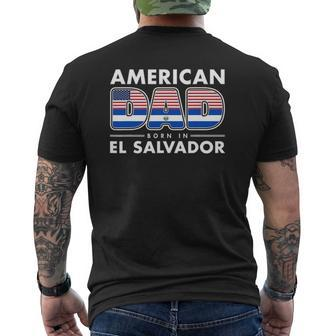 Mens American Dad Born In El Salvador Salvadoran American Flag Mens Back Print T-shirt | Mazezy