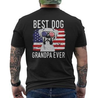 Mens American Flag Best Dog Grandpa Ever Boxer Usa Mens Back Print T-shirt | Mazezy