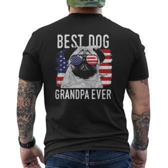 Mens American Flag Best Dog Grandpa Ever Pug Usa Mens Back Print T-shirt | Mazezy