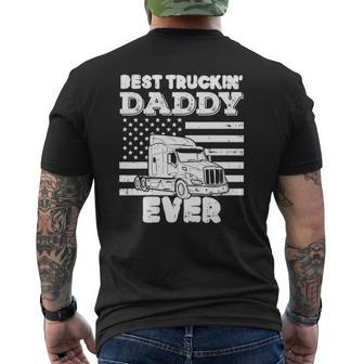 Mens American Flag Best Truckin Daddy Truck Driver Trucker Mens Back Print T-shirt | Mazezy DE