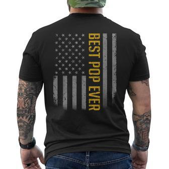 Mens American Flag Dad For Fathers Day Best Pop Ever Mens Back Print T-shirt - Thegiftio UK