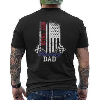 Mens American Flag Dirt Track Racing Dad Race Flag Mens Back Print T-shirt | Mazezy