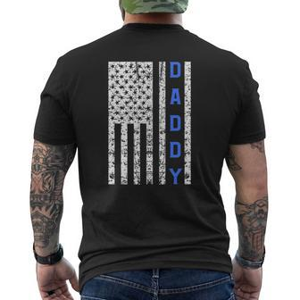 Mens American Flag Police Dad For Cop Father's Day Mens Back Print T-shirt | Mazezy