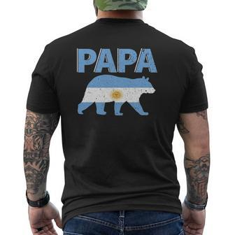 Mens Argentina Flag Papa Bear Argentinian Dad Father's Day Mens Back Print T-shirt | Mazezy AU
