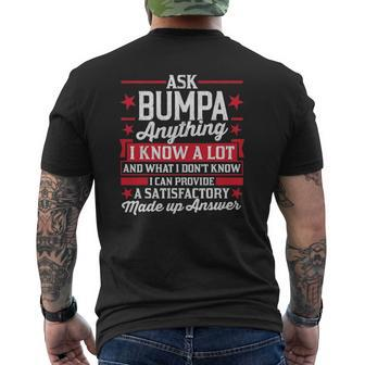 Mens Ask Bumpa Anything Bumpa Fathers Day Mens Back Print T-shirt | Mazezy