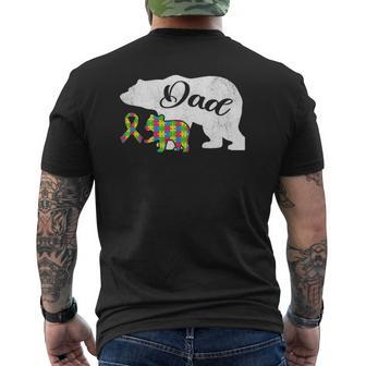 Men's Autism Bear Dad S Autism Awareness Ribbon Daddy Mens Back Print T-shirt | Mazezy DE