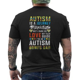 Mens Autism Bonus Dad Journey Quote Autism Awareness Mens Back Print T-shirt | Mazezy