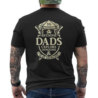 Mens Mens Awesome Dads Explore Dungeons And Slay Dragons Mens Back Print T-shirt | Mazezy