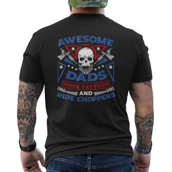 Mens Awesome Dads Have Tattoos And Ride Choppers Mens Back Print T-shirt | Mazezy