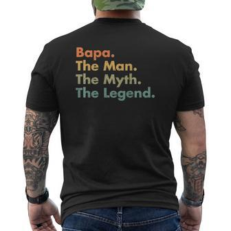 Mens Bapa The Man The Myth The Legend Father Dad Uncle Mens Back Print T-shirt | Mazezy