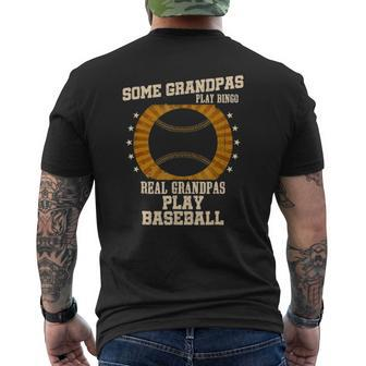 Mens Baseball Grandpa Real Grandpas Play Baseball Mens Back Print T-shirt | Mazezy