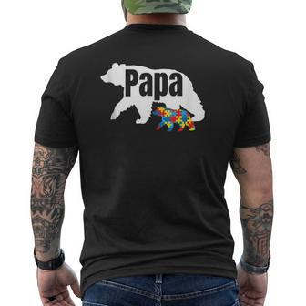 Mens Bear With Cub Cool Autism Awareness Papa Dad Mens Back Print T-shirt | Mazezy AU