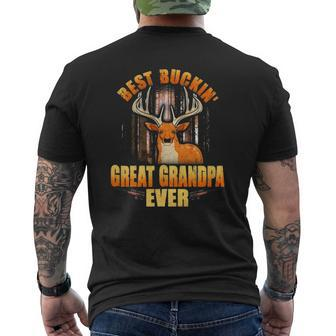 Mens Best Buckin' Great Grandpa Ever Deer Hunting Father's Day Mens Back Print T-shirt | Mazezy