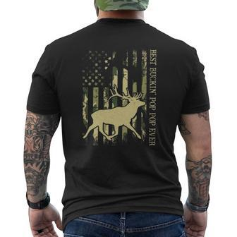 Mens Best Buckin' Pop Pop Ever Camo American Flag Deer Hunting Mens Back Print T-shirt | Mazezy