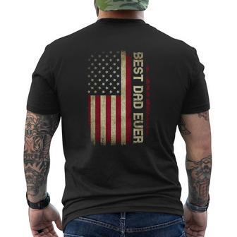Mens Best Dad Ever Husband Fathers Day American Flag For Dad Mens Back Print T-shirt | Mazezy