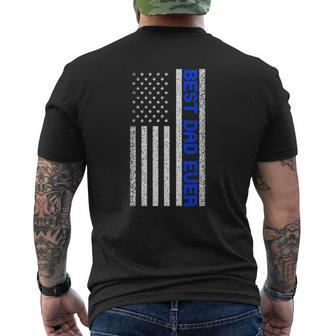 Mens Best Dad Ever Thin Blue Line Dad Father's Day American Flag Mens Back Print T-shirt | Mazezy UK