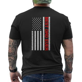 Mens Best Dad Ever Thin Red Line Dad Fathers Day American Flag Mens Back Print T-shirt | Mazezy UK
