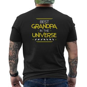 Mens Best Grandpa In The Universe Fathers Day Space Kids Premium Mens Back Print T-shirt - Seseable