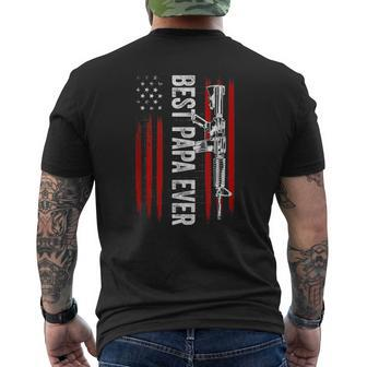 Mens Best Papa Ever Dad Gun Rights Ar-15 American Flag Patriotic Mens Back Print T-shirt | Mazezy DE