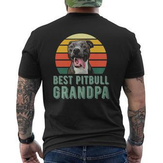 Mens Best Pitbull Grandpa Cute Dog Lover Vintage Style Mens Back Print T-shirt | Mazezy