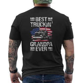 Mens Best Truckin Grandpa Ever Usa Flag Semi Truck Driver Mens Back Print T-shirt | Mazezy UK