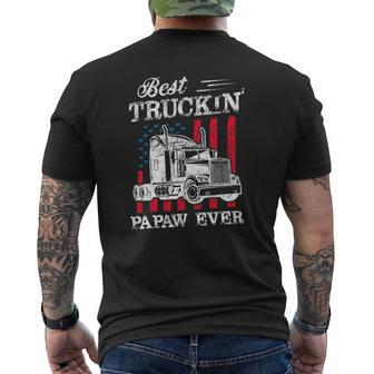 Mens Best Truckin Papaw Ever Big Rig Trucker Father's Day Mens Back Print T-shirt | Mazezy