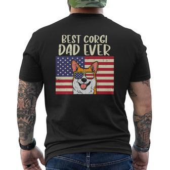 Mens Best Welsh Corgi Dad Ever Us Flag Patriotic Pet Dog Men Mens Back Print T-shirt | Mazezy UK