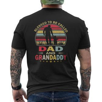Mens Blessed To Be Called Dad And Grandaddy Vintage Father's Day Mens Back Print T-shirt | Mazezy