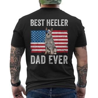 Mens Blue Heeler Dad Australian Cattle Dog Lover American Flag Mens Back Print T-shirt - Thegiftio UK