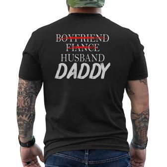 Mens Boyfriend Fiance Husband Daddy Fathers Day Mens Back Print T-shirt | Mazezy