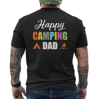 Mens Campfire Tent Camper Dad Father Happy Camping Mens Back Print T-shirt | Mazezy