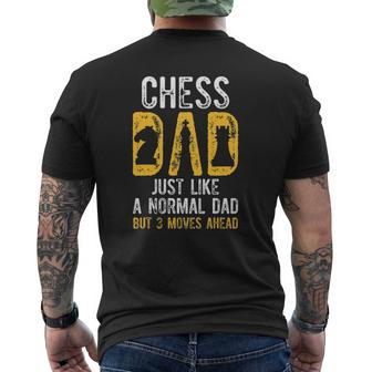 Mens Chess Dad 3 Moves Ahead Chess Playing Father Mens Back Print T-shirt | Mazezy CA