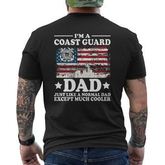 Mens Coast Guard Dad American Flag Military Family Mens Back Print T-shirt | Mazezy