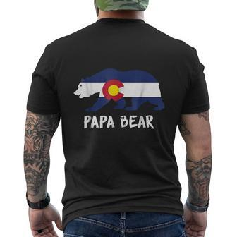 Mens Colorado Co Flag Papa Bear Fathers Day Mans Dad Mens Back Print T-shirt - Seseable