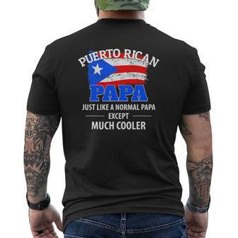 Mens Much Cooler Puerto Rican Papa Vintage Puerto Rico Flag Mens Back Print T-shirt | Mazezy