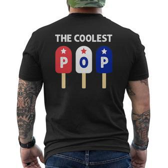 Mens The Coolest Pop Patriotic Red White Blue Popsicle Dad Men Mens Back Print T-shirt | Mazezy