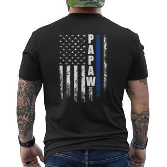 Mens Cop Police Papaw American Flag Father's Day For Men Mens Back Print T-shirt | Mazezy