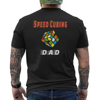 Mens Cubing Dad Speed Cubing Puzzle Graphic Mens Back Print T-shirt | Mazezy