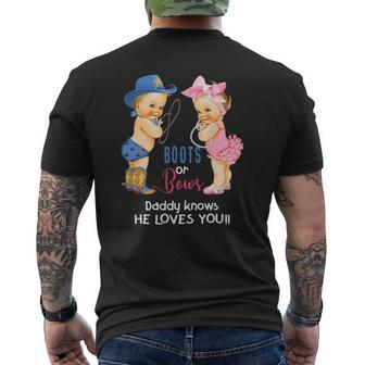 Mens Cute Boots Or Bows Daddy Knows He Loves You Mens Back Print T-shirt | Mazezy