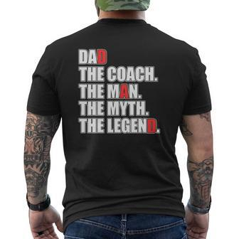 Mens Dad Coach Man Myth Legend Mens Back Print T-shirt | Mazezy