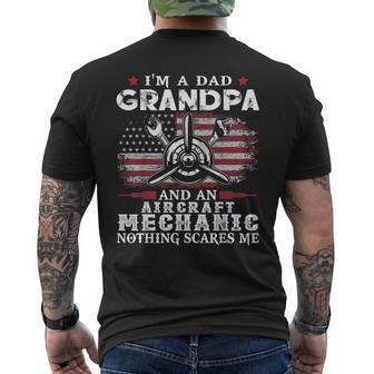 Mens Dad Grandpa Aircraft Mechanic Nothing Scares Me Fathers Day Mens Back Print T-shirt - Thegiftio