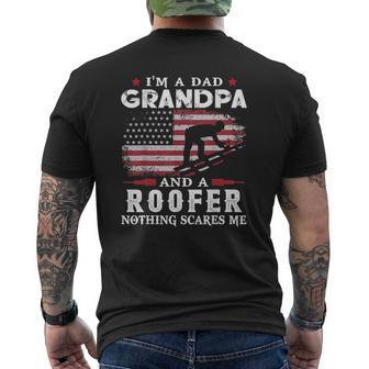 Mens Dad Grandpa Roofer Nothing Scares Me Usa Mens Back Print T-shirt | Mazezy