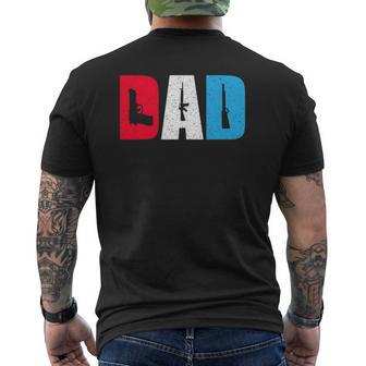 Mens Dad And Guns Collection Red White And Blue Mens Back Print T-shirt | Mazezy